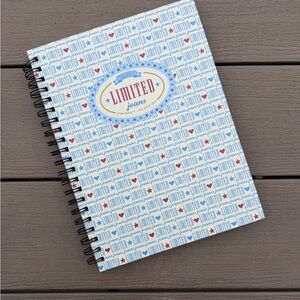Limited Too Blue and White Patterned Spiral Notebook